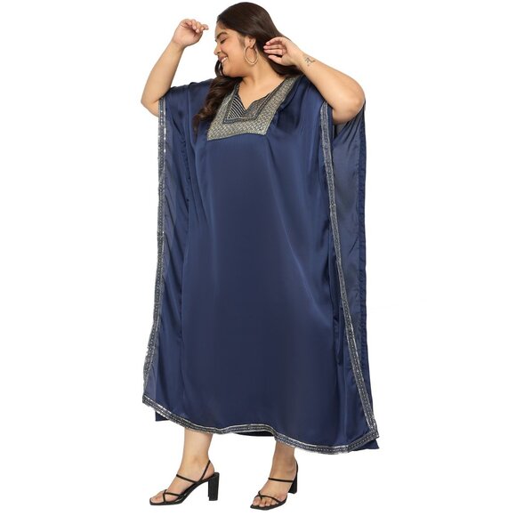 Gypsie Blu Plus Size Satin Sequences Stylish Dress Anniversary Gifts for Wife - Picture 5 of 8